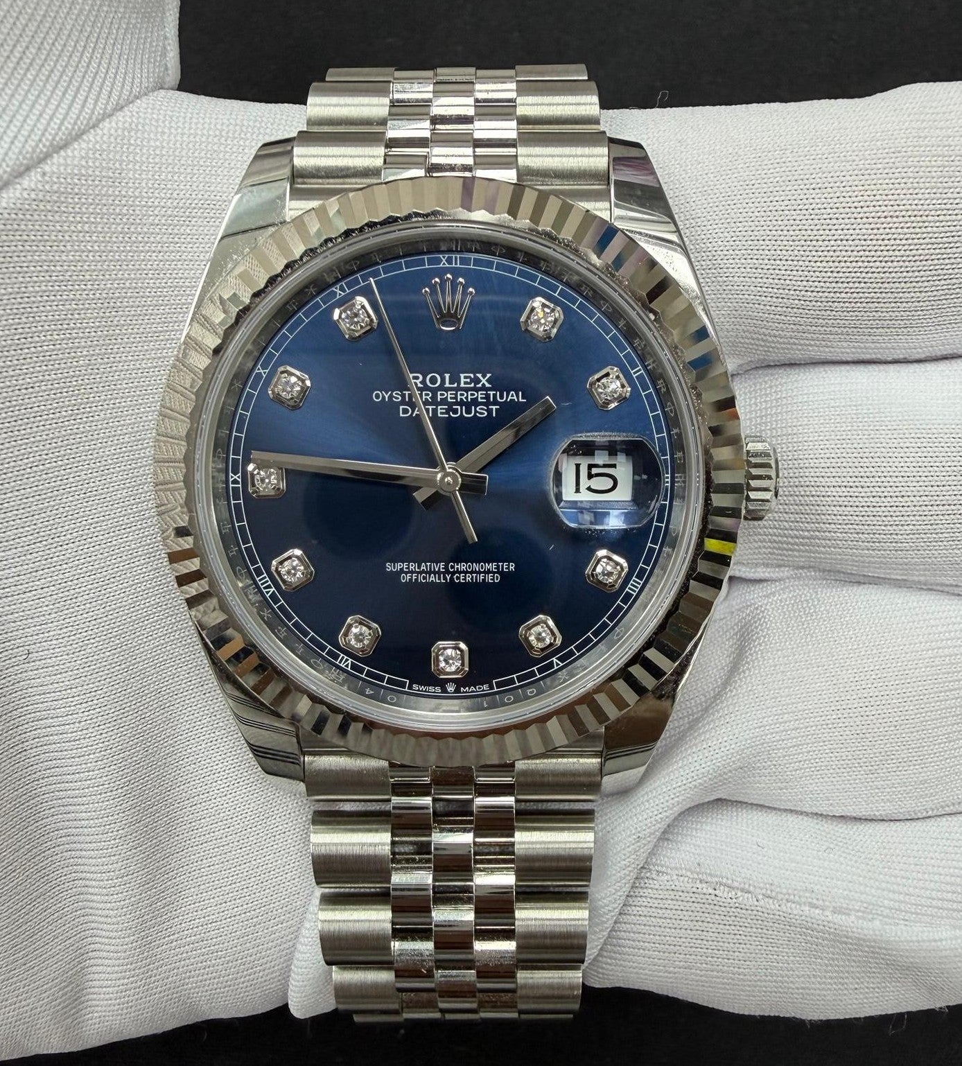 Rolex Datejust 41mm Stainless Steel Blue Diamond Dial Ref. 126334