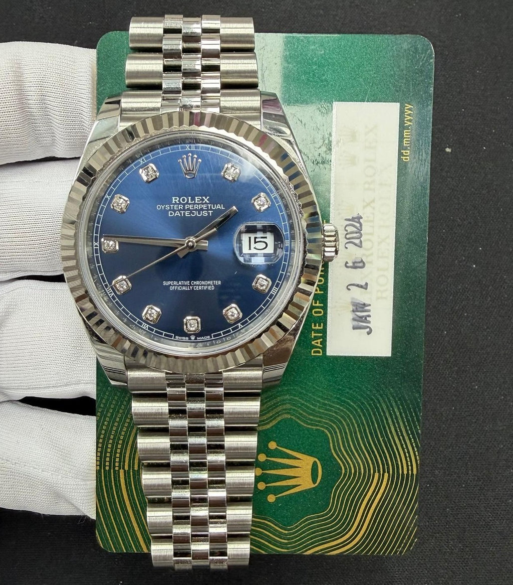 Rolex Datejust 41mm Stainless Steel Blue Diamond Dial Ref. 126334