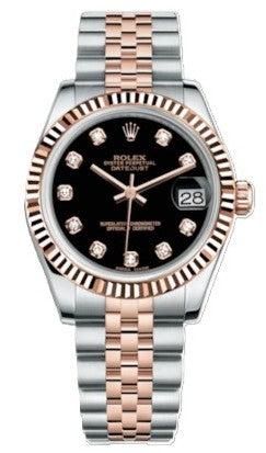Rolex Datejust 31mm Two-Tone 18K Rose Gold & Steel Black Diamond Dial Ref. 178271