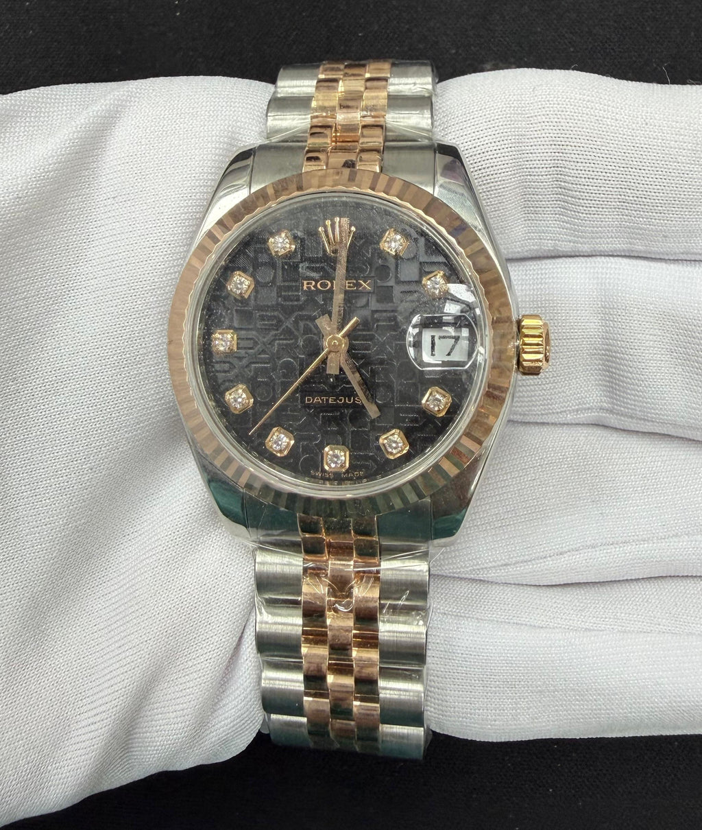 Rolex Datejust 31mm Two-Tone 18K Rose Gold & Steel Black Diamond Dial Ref. 178271