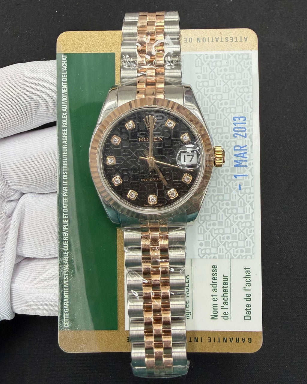 Rolex Datejust 31mm Two-Tone 18K Rose Gold & Steel Black Diamond Dial Ref. 178271