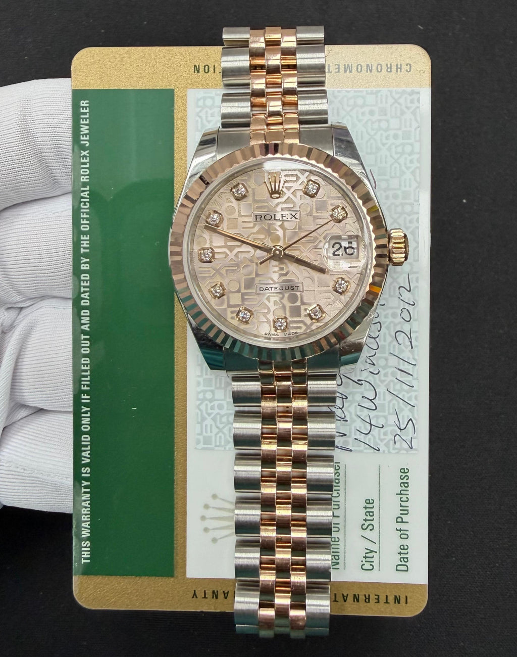 Rolex Datejust 31mm Two-Tone 18K Rose Gold & Steel Pink Diamond Dial Ref. 178271