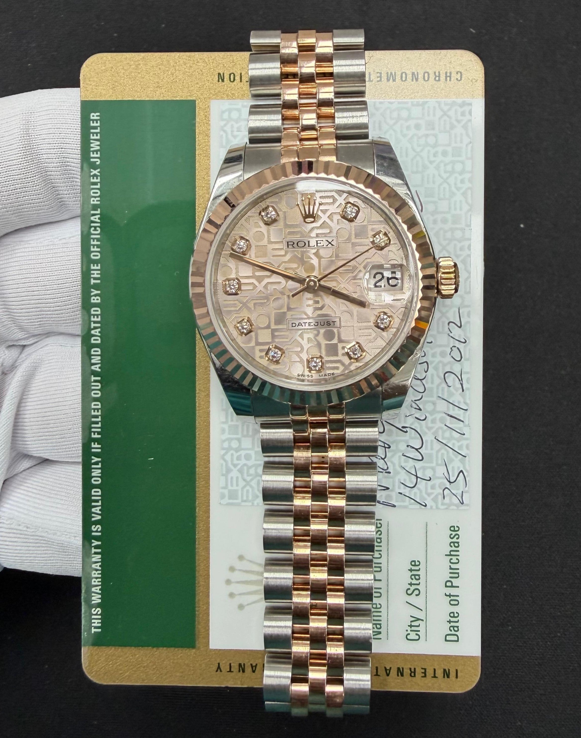 Rolex Datejust 31mm Two-Tone 18K Rose Gold & Steel Pink Diamond Dial Ref. 178271