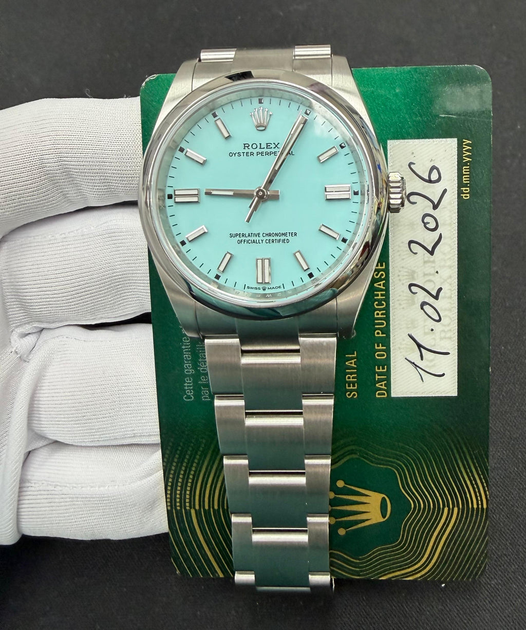 Rolex Oyster Perpetual 36mm Stainless Steel Turquoise Blue Dial Ref. 126000