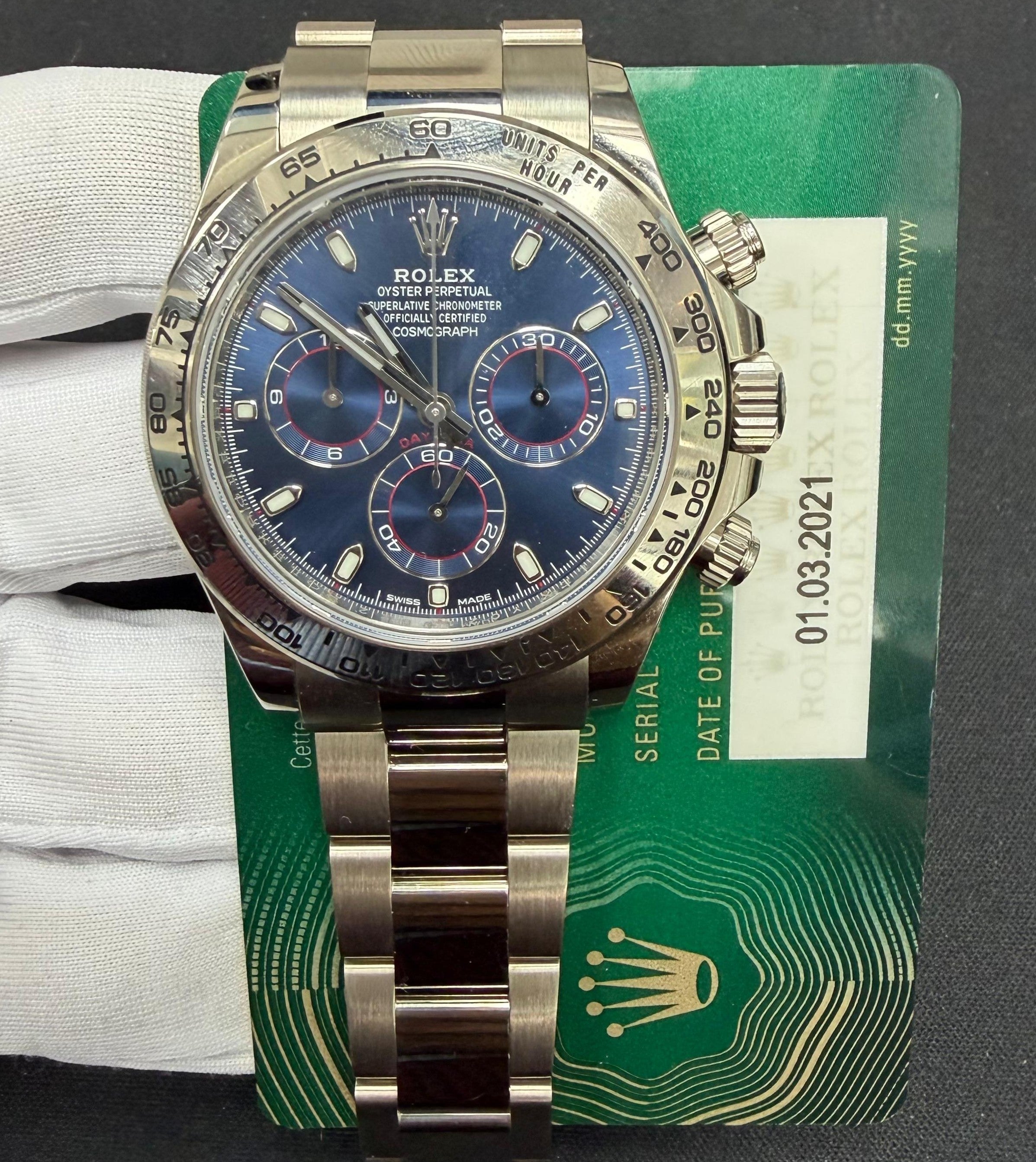 Rolex Daytona 40mm 18K White Gold Blue Dial Ref. 116509