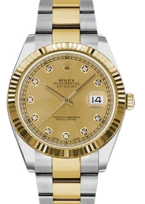 Rolex Datejust II 41mm Two-Tone 18K Yellow Gold & Steel Champagne Diamond Dial Ref. 116333