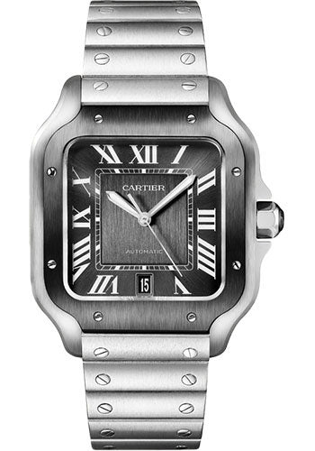 Cartier Santos 39.8mm Stainless Steel Black Roman Dial Ref. WSSA0018