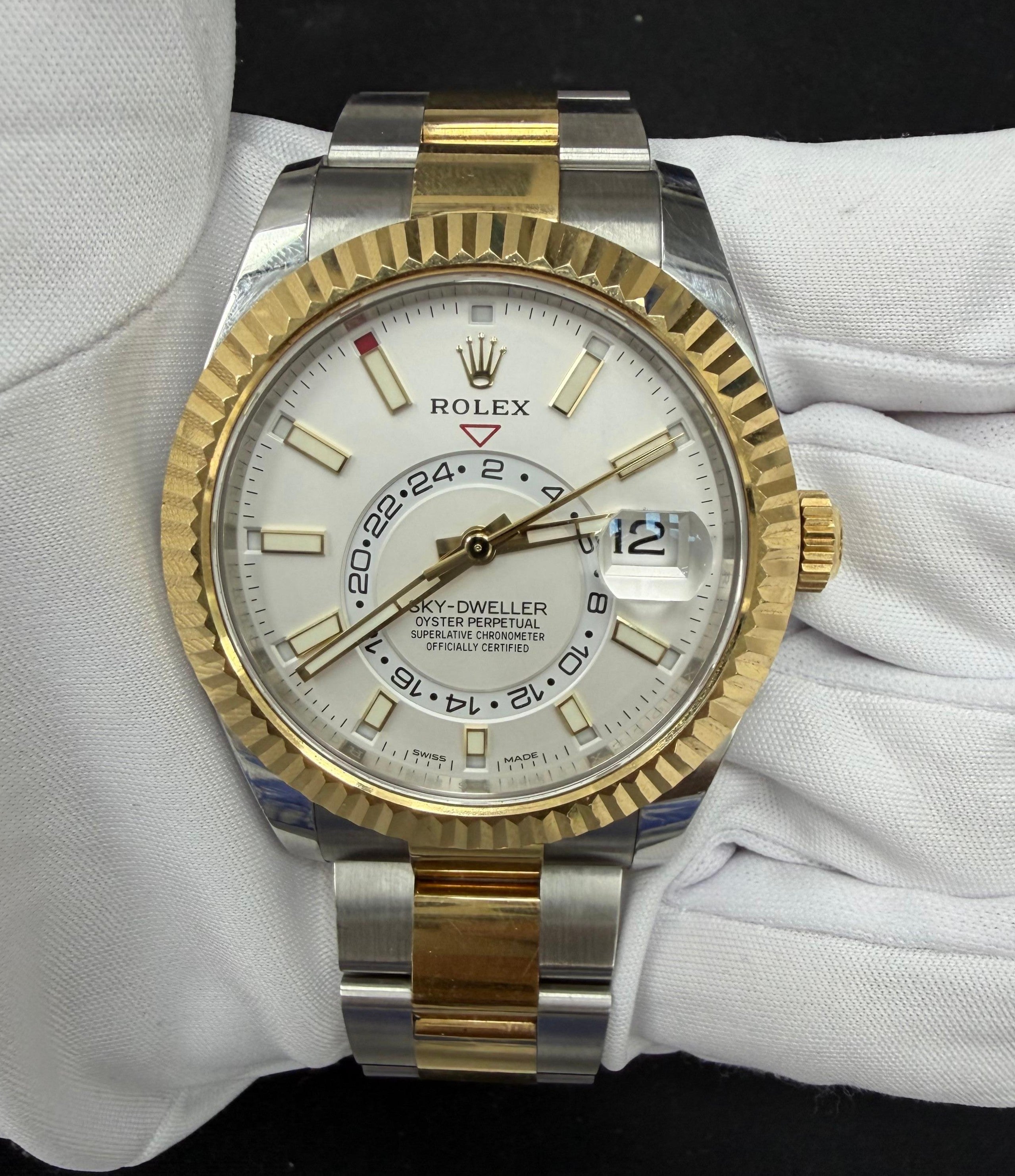 Rolex Sky Dweller 42mm Two-Tone 18K Yellow Gold & Steel White Dial Ref. 326933