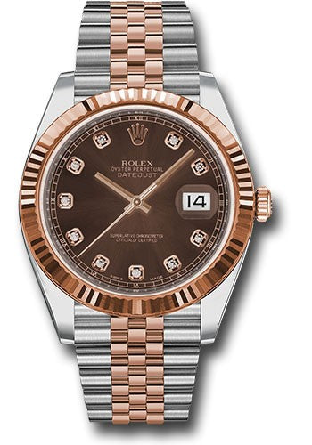 Rolex Datejust 41mm Two-Tone 18K Rose Gold & Steel Chocolate Diamond Dial Ref. 126331