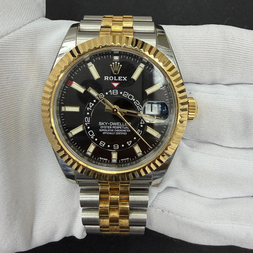 Rolex Sky Dweller 42mm Two-Tone 18K Yellow Gold & Steel Black Dial Ref. 326933