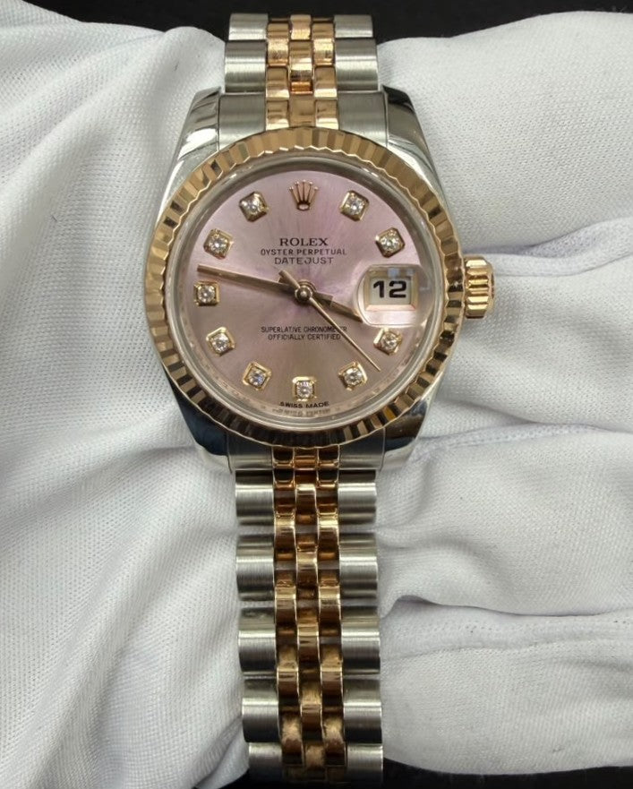 Rolex Lady Date Just 26mm Two-Tone 18K Rose Gold & Steel Pink Diamond Dial Ref. 179171