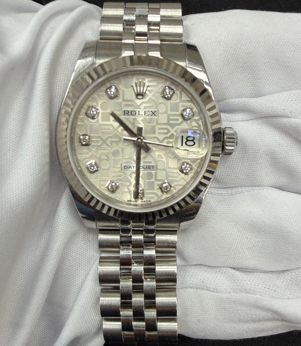 Rolex Datejust 31mm Stainless Steel Silver Diamond Dial Ref. 178274