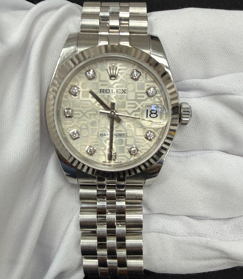 Rolex Datejust 31mm Stainless Steel Silver Diamond Dial Ref. 178274