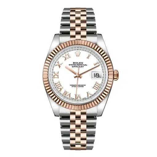 Rolex Datejust 36mm Two-Tone 18K Rose Gold & Steel White Roman Dial Ref. 116231
