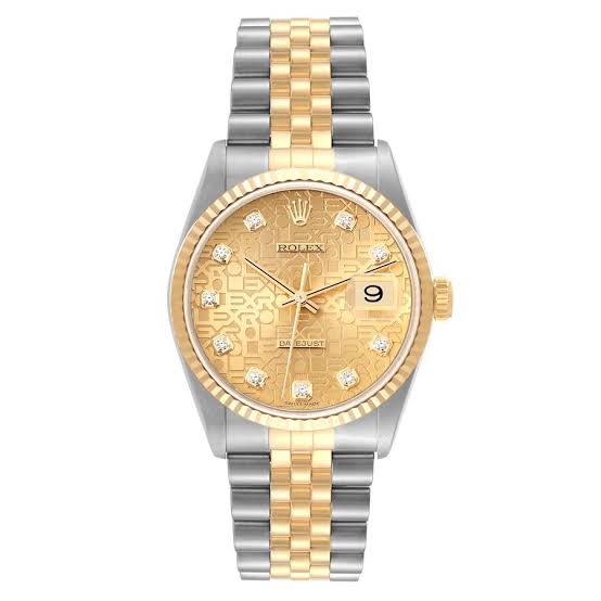 Rolex Datejust 36mm Two-Tone 18K Yellow Gold & Steel Champagne Diamond Dial Ref. 116233