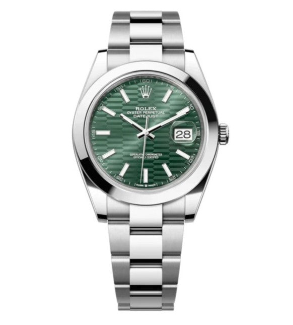 Rolex Datejust 41mm Stainless Steel Mint Green Motif Dial Ref. 126300