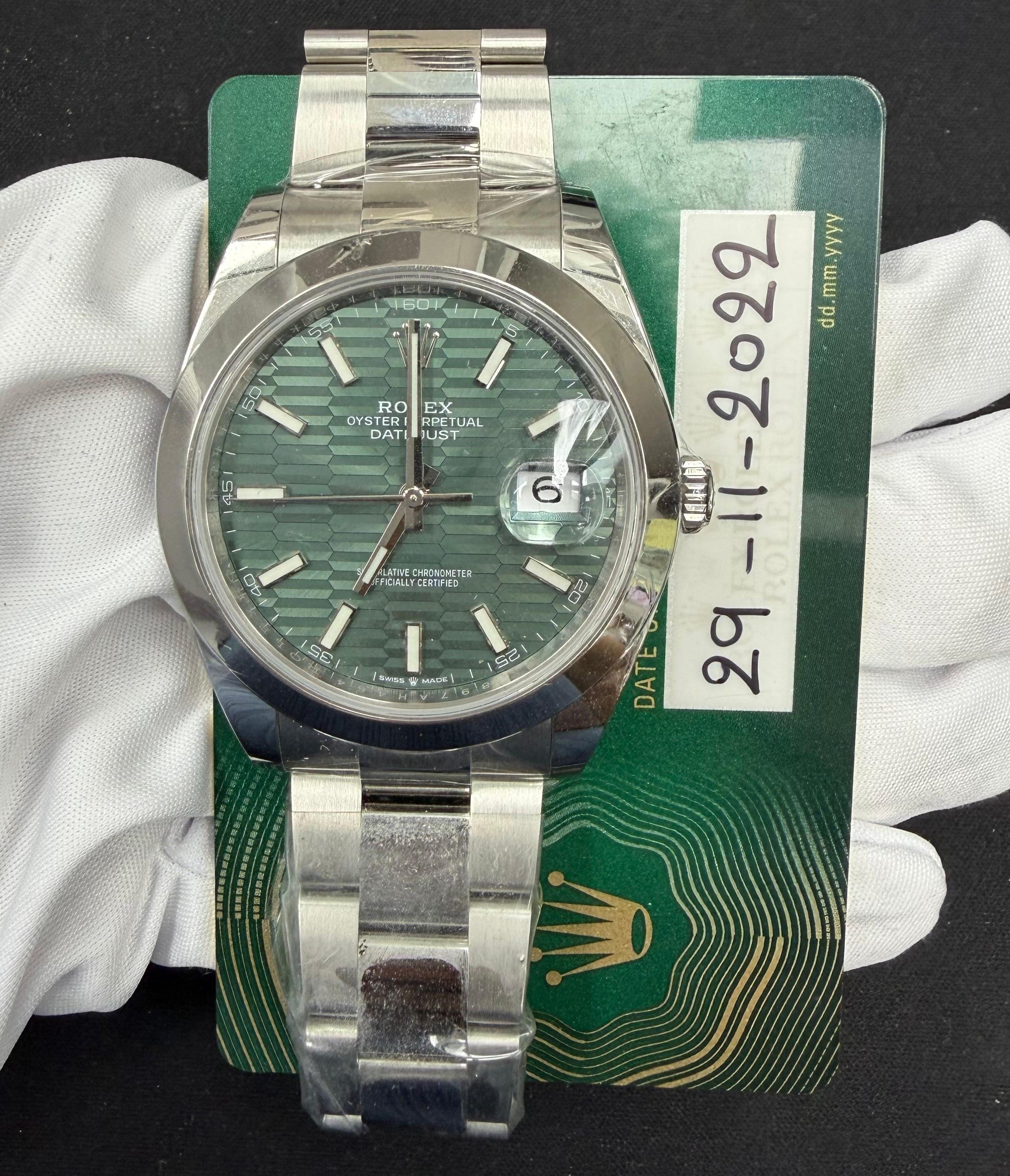 Rolex Datejust 41mm Stainless Steel Mint Green Motif Dial Ref. 126300