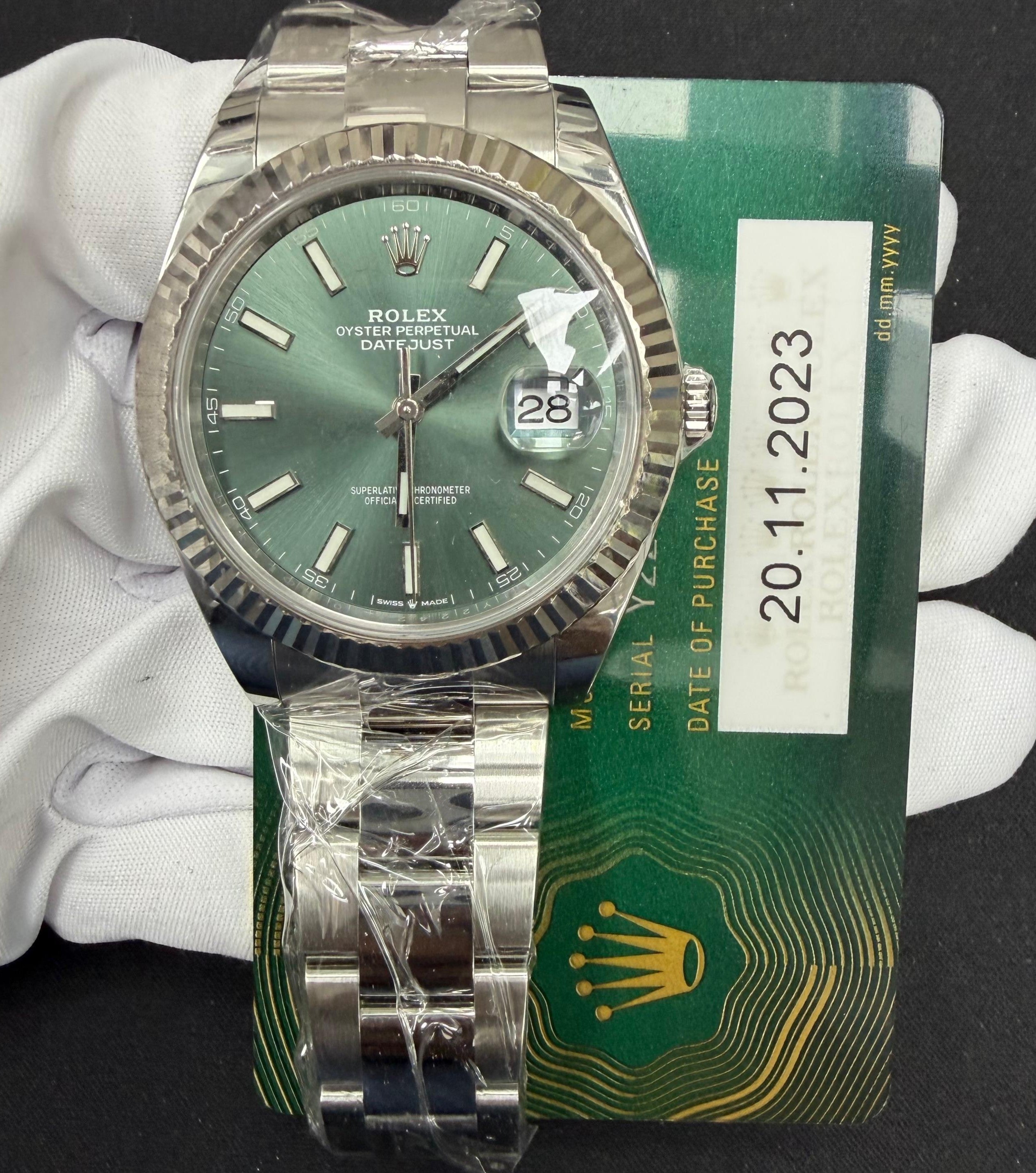 Rolex Datejust 41mm Stainless Steel Mint Green Dial Ref. 126334
