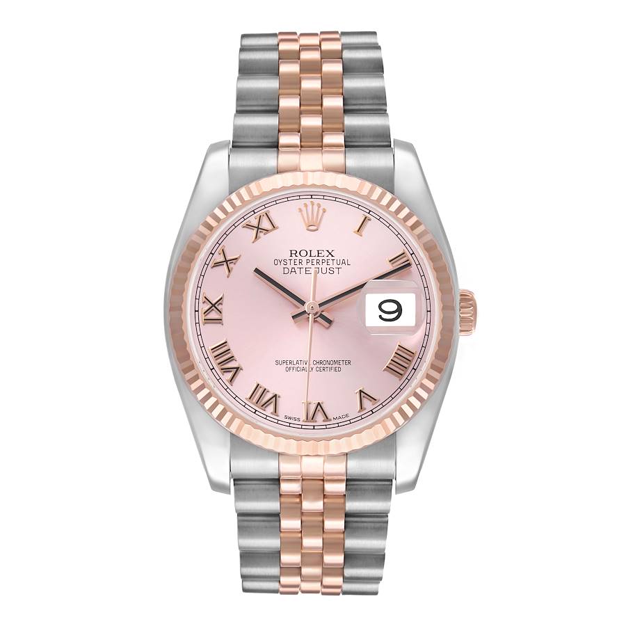 Rolex Datejust 36mm Two-Tone 18K Rose Gold & Steel Sundust Roman Dial Ref. 116231