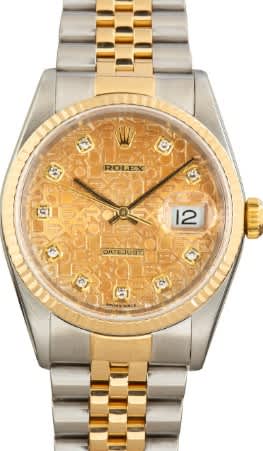 Rolex Datejust 36mm Two-Tone 18K Yellow Gold & Steel Champagne Diamond Dial Ref. 116233