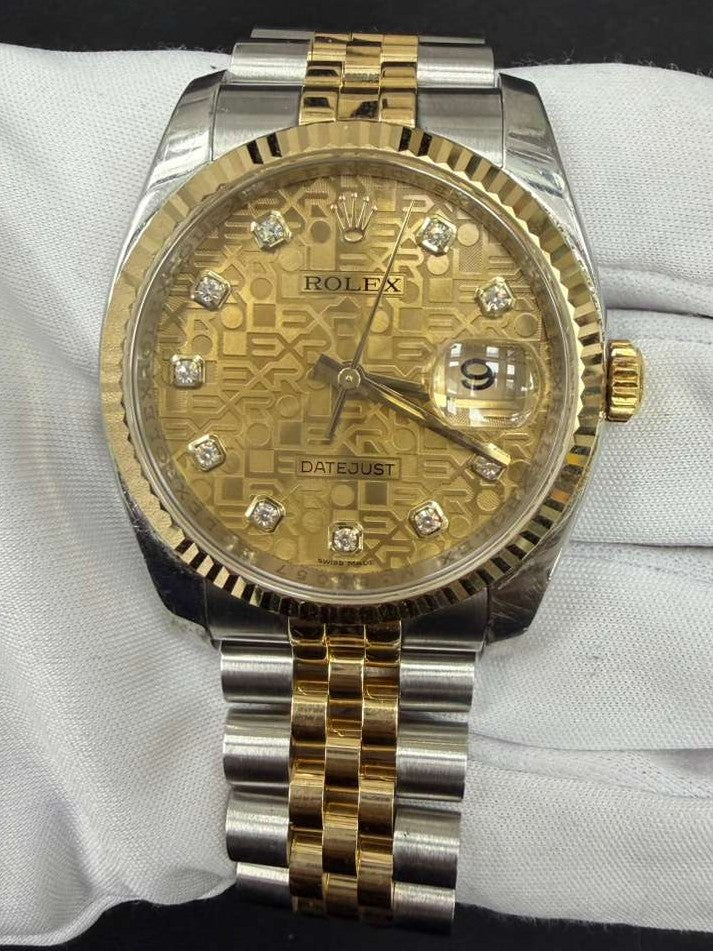 Rolex Datejust 36mm Two-Tone 18K Yellow Gold & Steel Champagne Diamond Dial Ref. 116233
