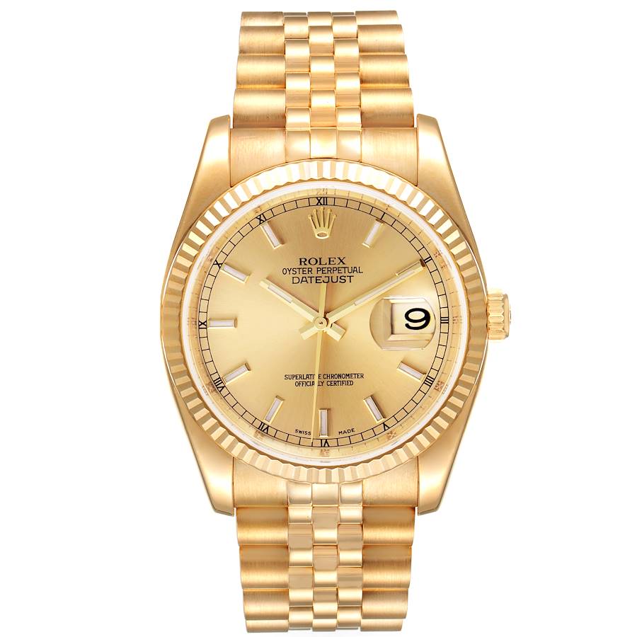 Rolex Datejust 36mm 18K Yellow Gold Champagne Dial Ref. 116238