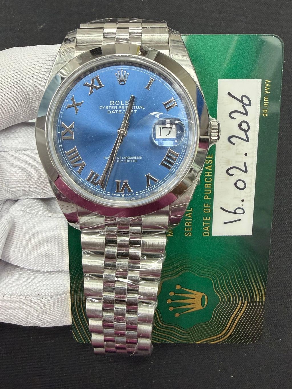 Rolex Datejust 41mm Stainless Steel Blue Roman Dial Ref. 126300