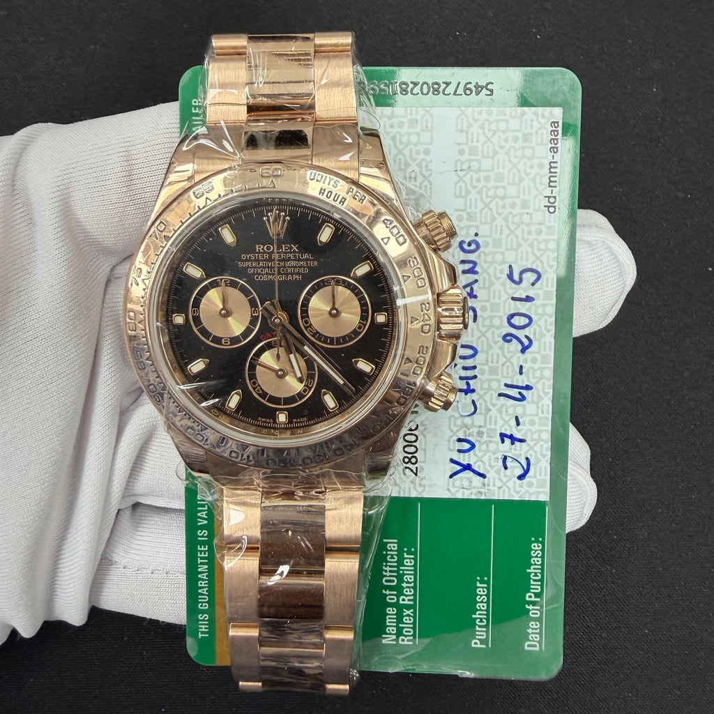 Rolex Daytona 40mm 18K Rose Gold Black Dial Ref. 116505