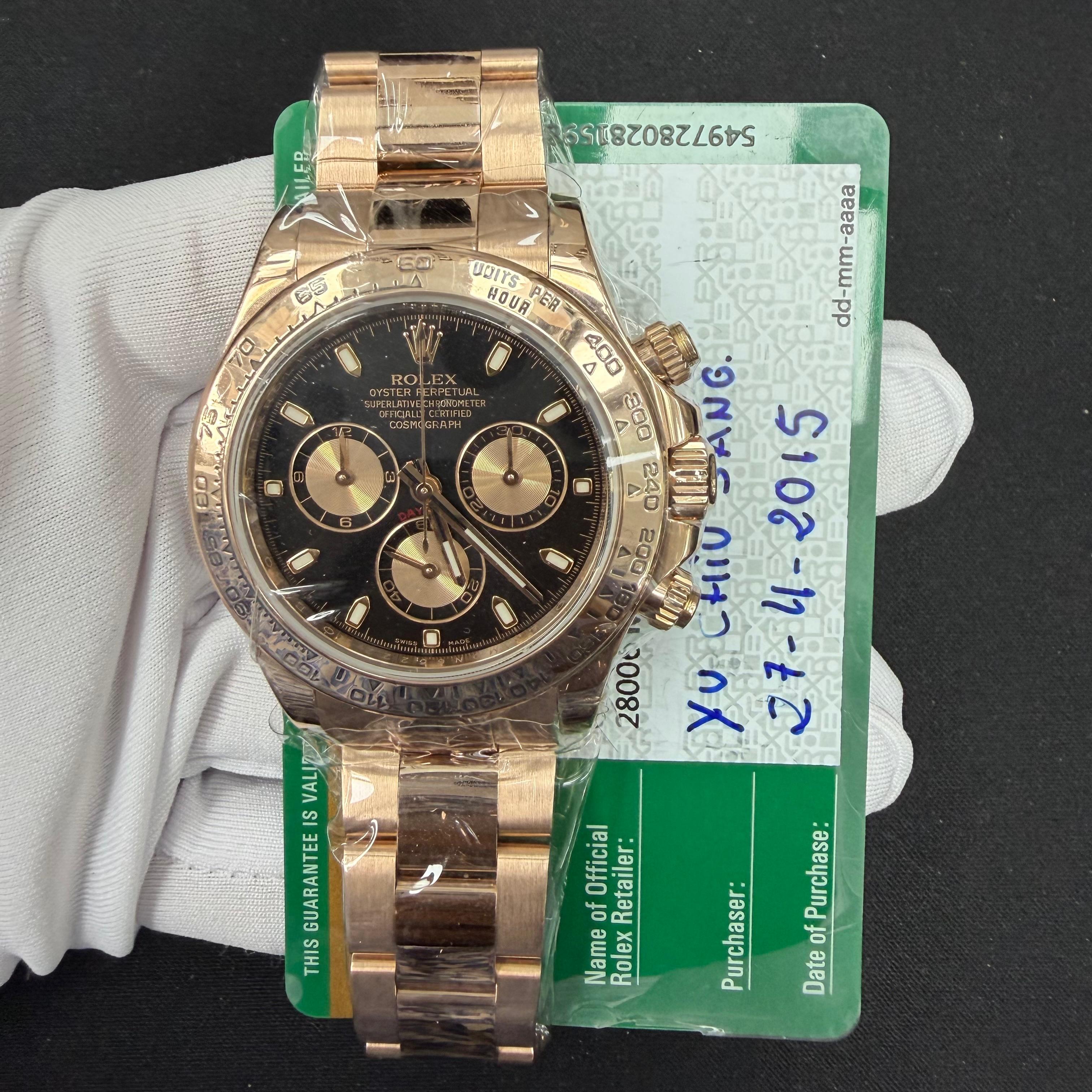Rolex Daytona 40mm 18K Rose Gold Black Dial Ref. 116505