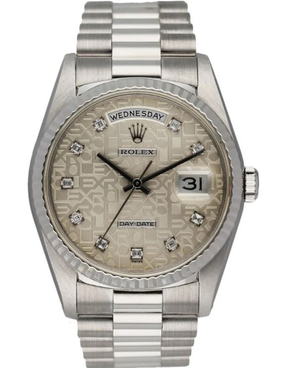 Rolex Day-Date 36mm 18K White Gold Silver Diamond Dial Ref. 18239G