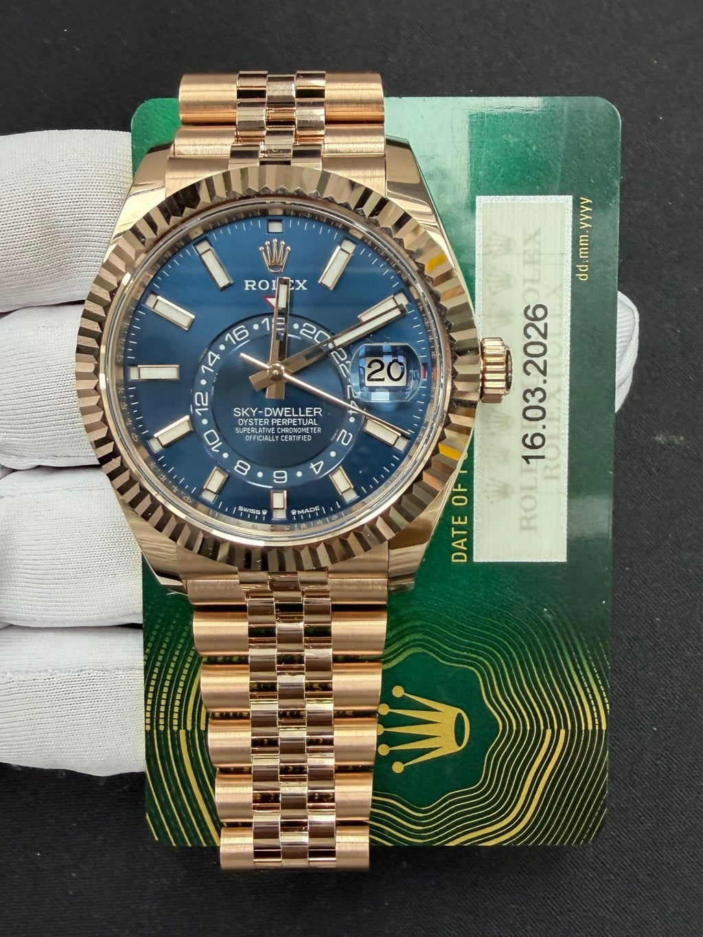 Rolex Sky Dweller 42mm 18K Rose Gold Blue-Green Dial Ref. 336935