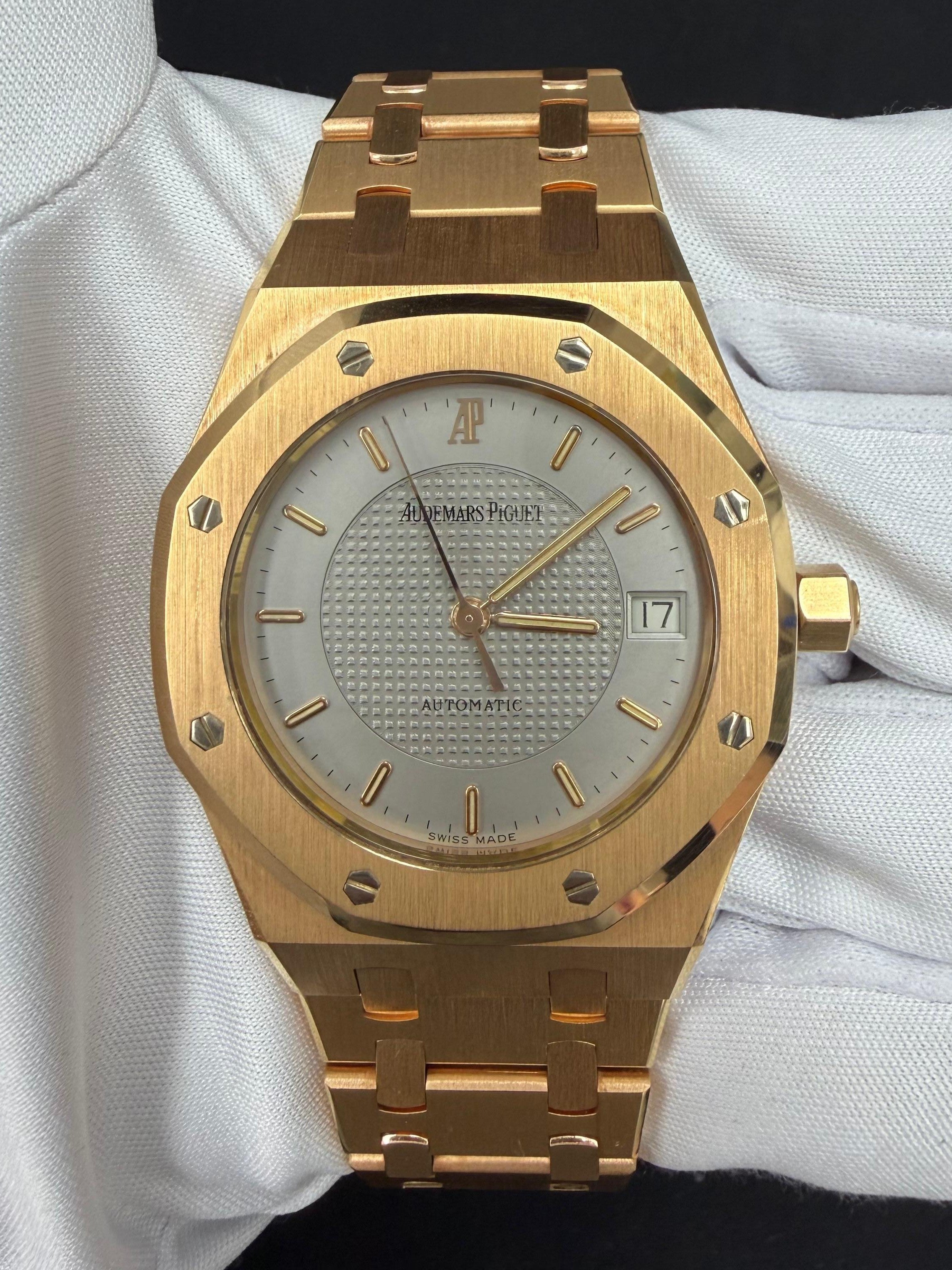 Audemars Piguet Royal Oak 37mm 18K Rose Gold Silver Tapisserrie Dial Ref. 15097OR