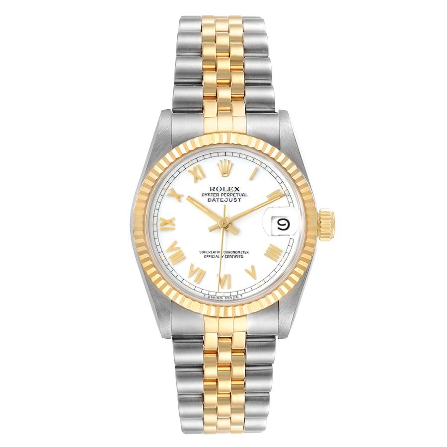 Rolex Datejust 31mm Two-Tone 18K Yellow Gold & Steel White Roman Dial Ref. 68273