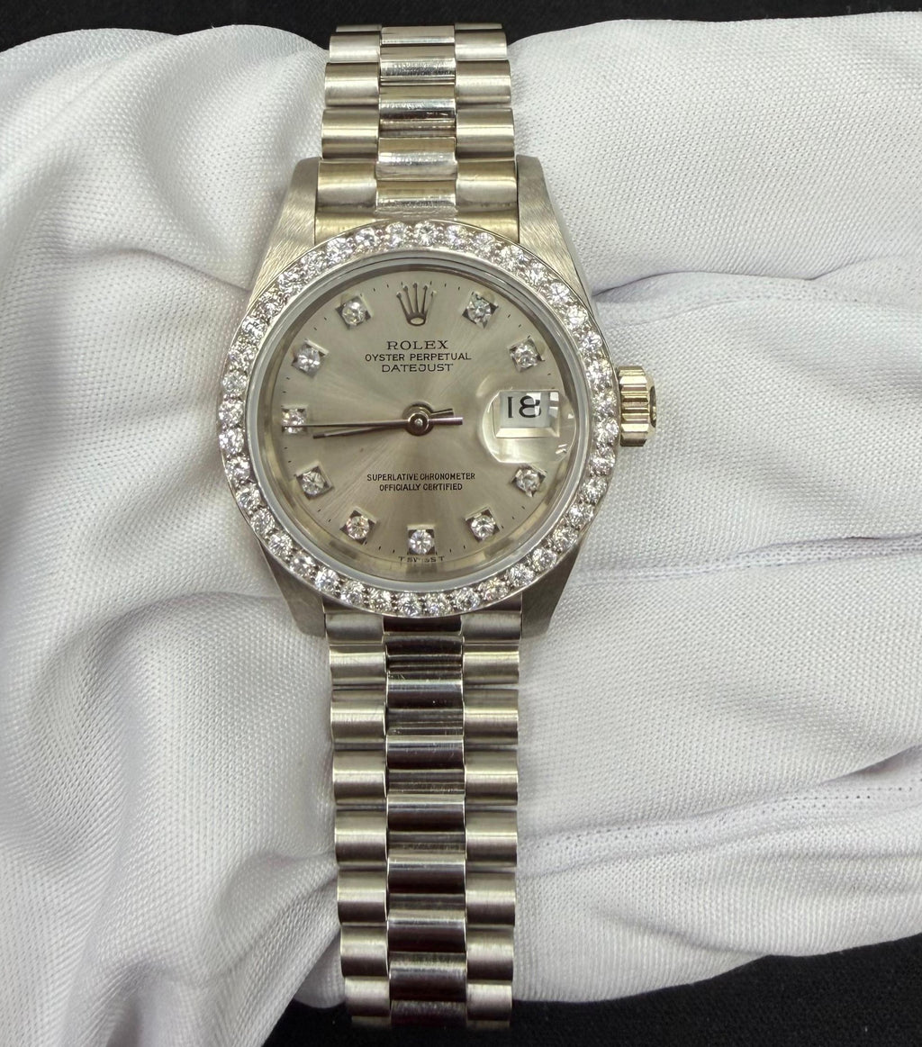 Rolex Datejust 26mm 18K White Gold Silver Diamond Dial Ref. 69139G