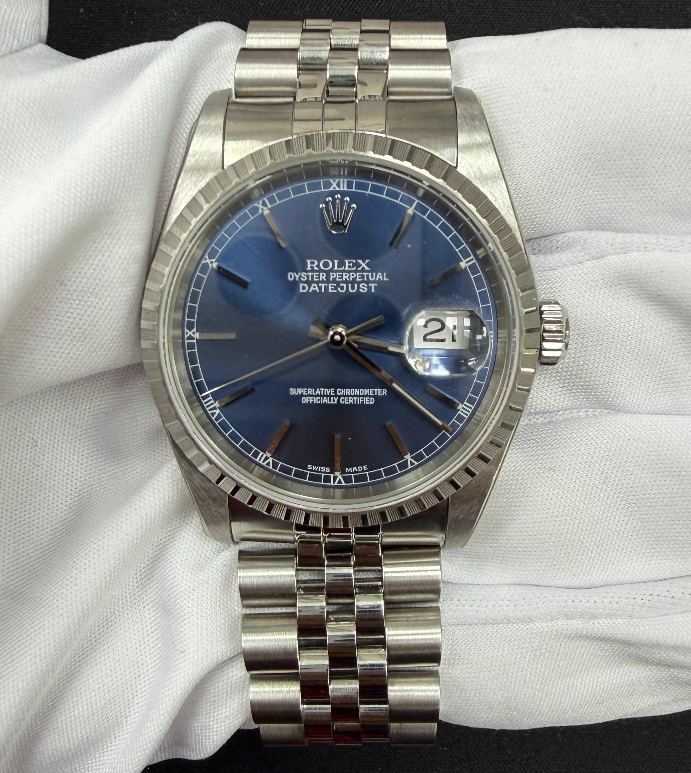 Rolex Datejust 36mm Stainless Steel Blue Dial Ref. 16220