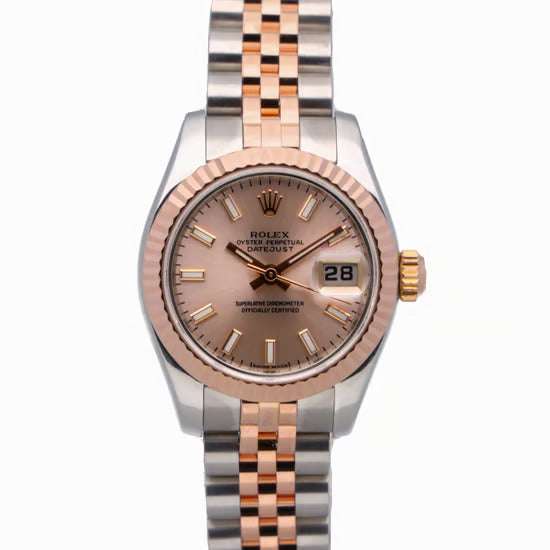 Rolex Lady Date Just 26mm Two-Tone 18K Rose Gold & Steel Sundust Dial Ref. 179171