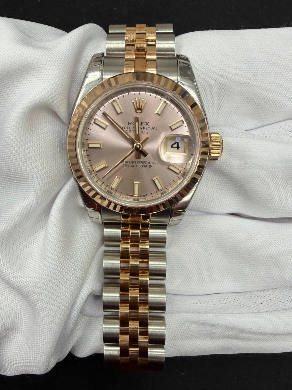 Rolex Lady Date Just 26mm Two-Tone 18K Rose Gold & Steel Sundust Dial Ref. 179171