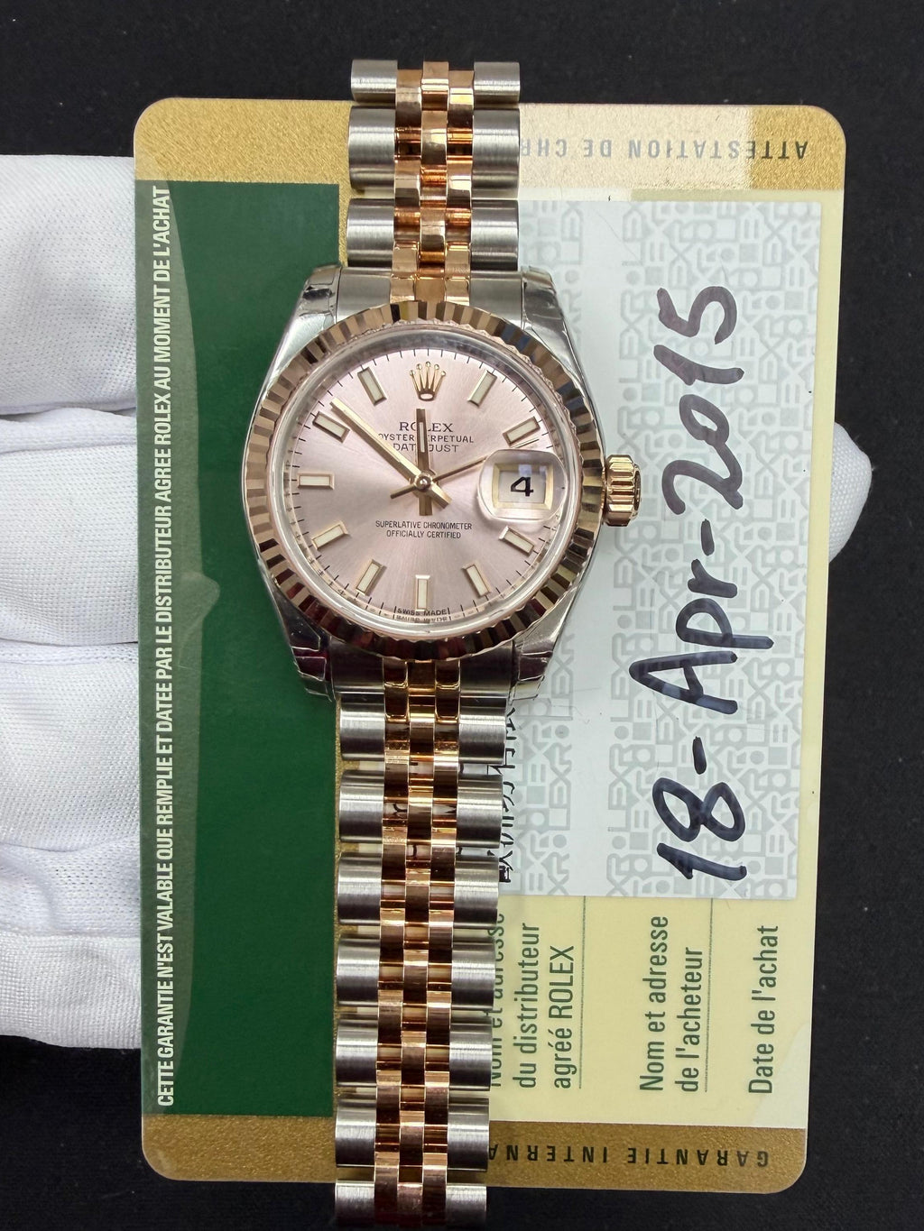 Rolex Lady Date Just 26mm Two-Tone 18K Rose Gold & Steel Sundust Dial Ref. 179171