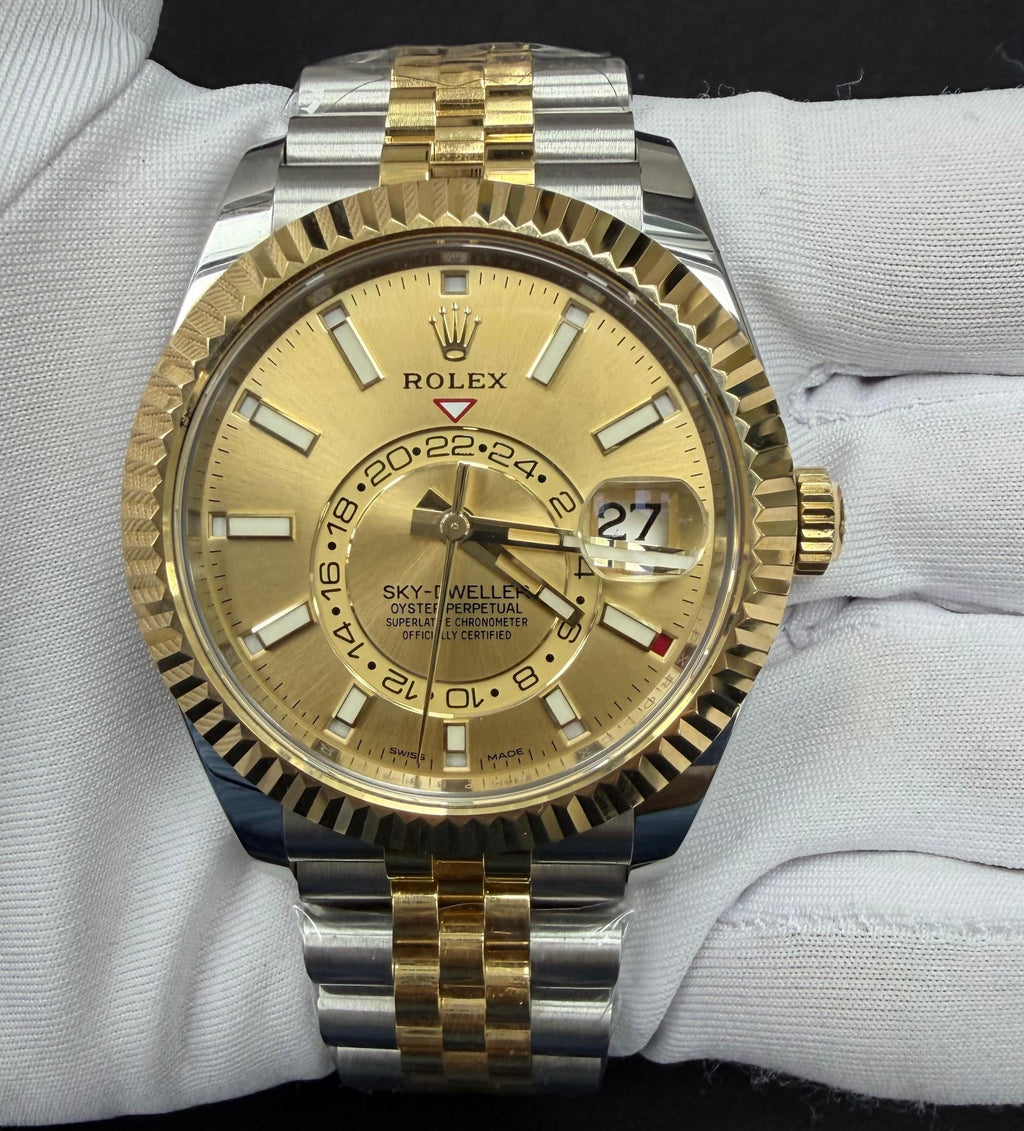 Rolex Sky Dweller 42mm Two-Tone 18K Yellow Gold & Steel Champagne Dial Ref. 326933