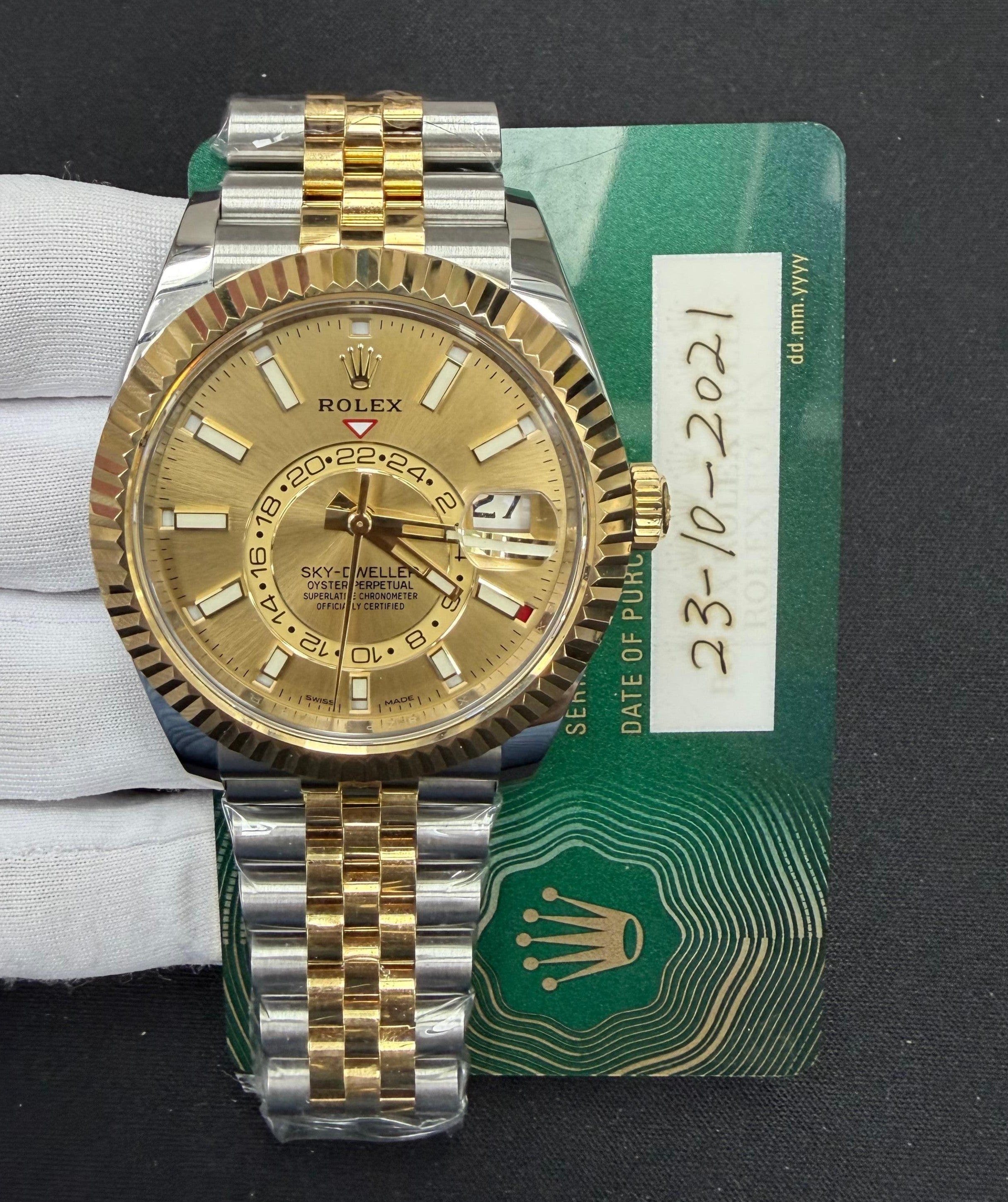 Rolex Sky Dweller 42mm Two-Tone 18K Yellow Gold & Steel Champagne Dial Ref. 326933