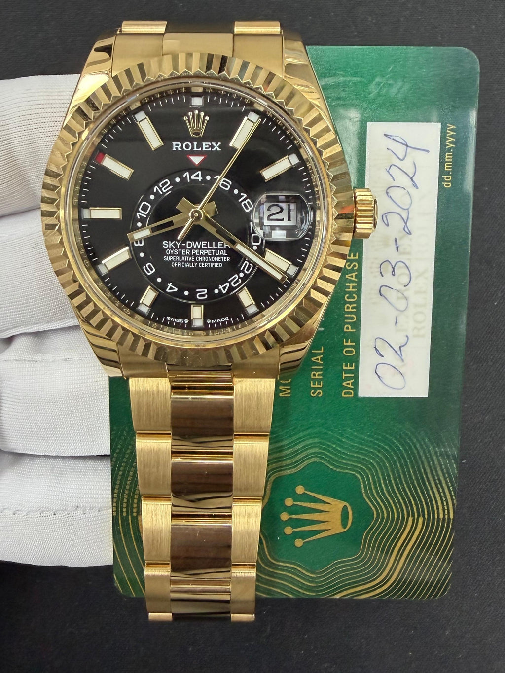 Rolex Sky Dweller 42mm 18K Yellow Gold Black Dial Ref. 336938