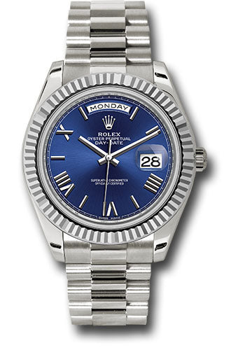 Rolex Day-Date 40mm 18K White Gold Blue Roman Dial Ref. 228239
