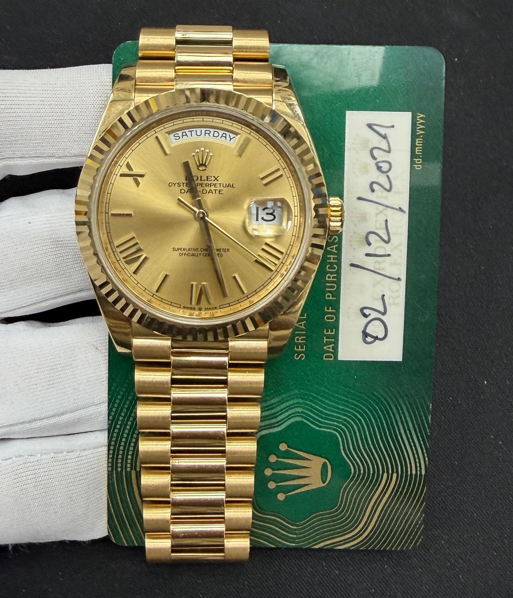 Rolex Day-Date 40mm 18K Yellow Gold Champagne Roman Dial Ref. 228238