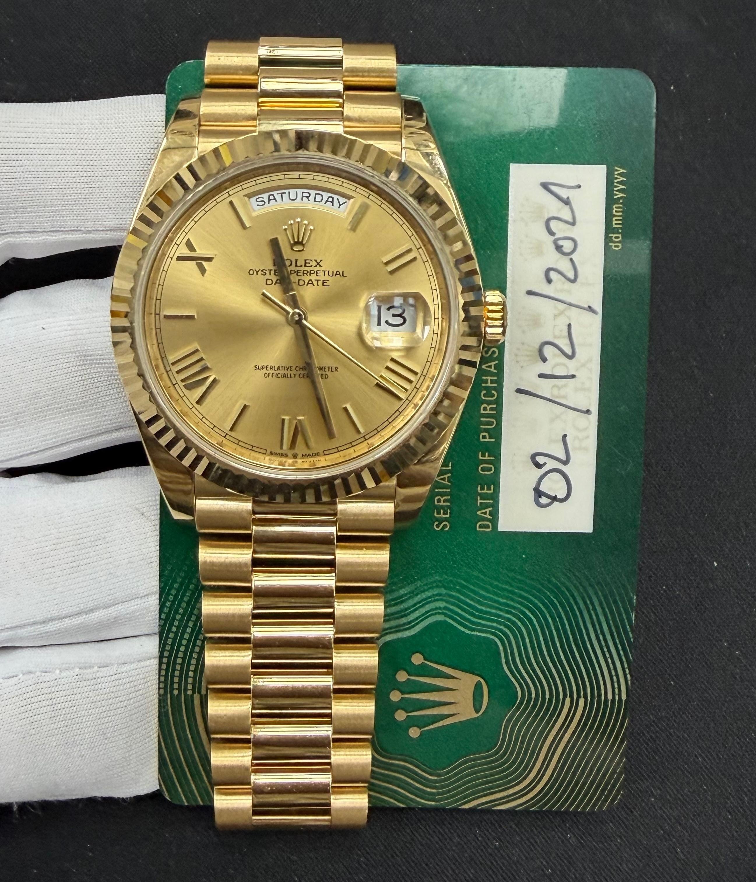 Rolex Day-Date 40mm 18K Yellow Gold Champagne Roman Dial Ref. 228238