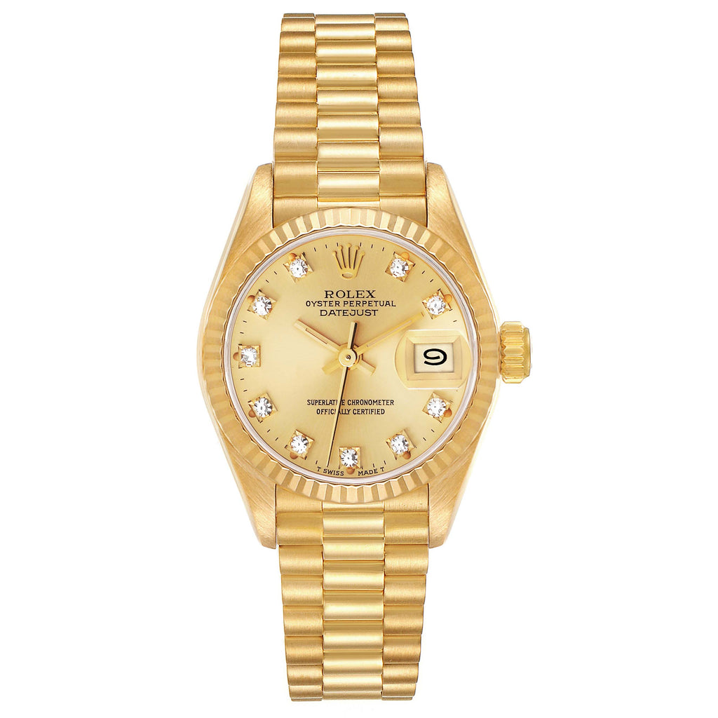 Rolex Datejust 26mm 18K Yellow Gold Champagne Diamond Dial Ref. 69178
