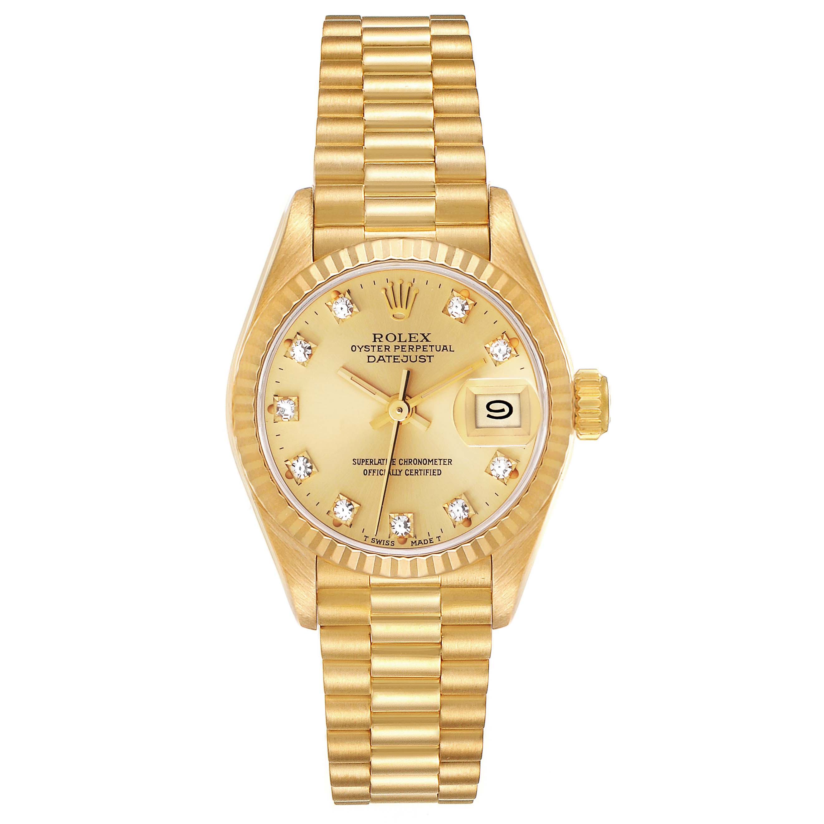 Rolex Datejust 26mm 18K Yellow Gold Champagne Diamond Dial Ref. 69178
