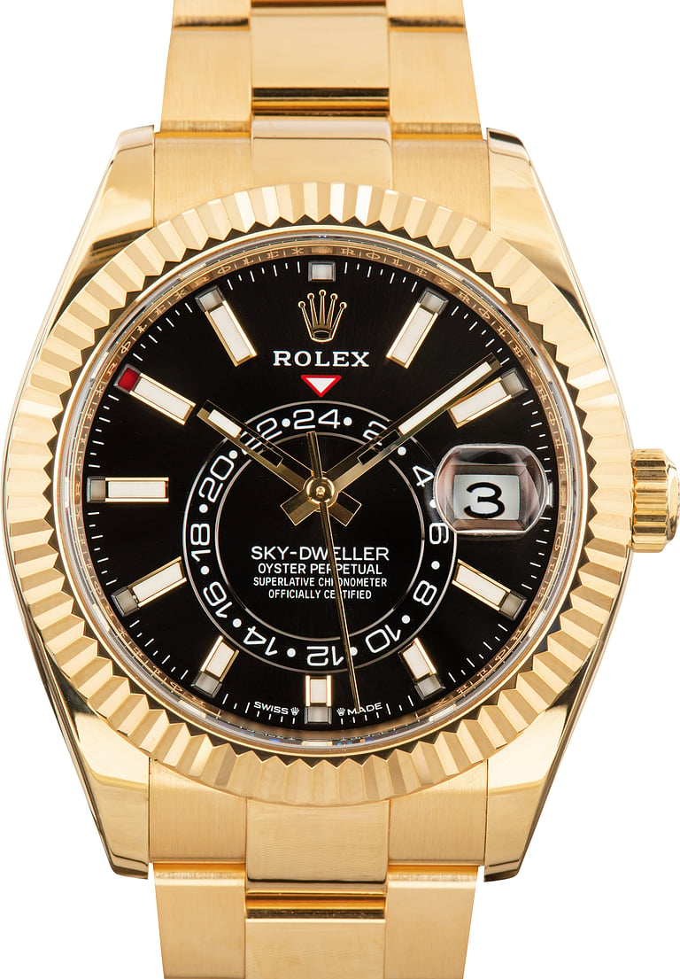Rolex Sky Dweller 42mm 18K Yellow Gold Black Dial