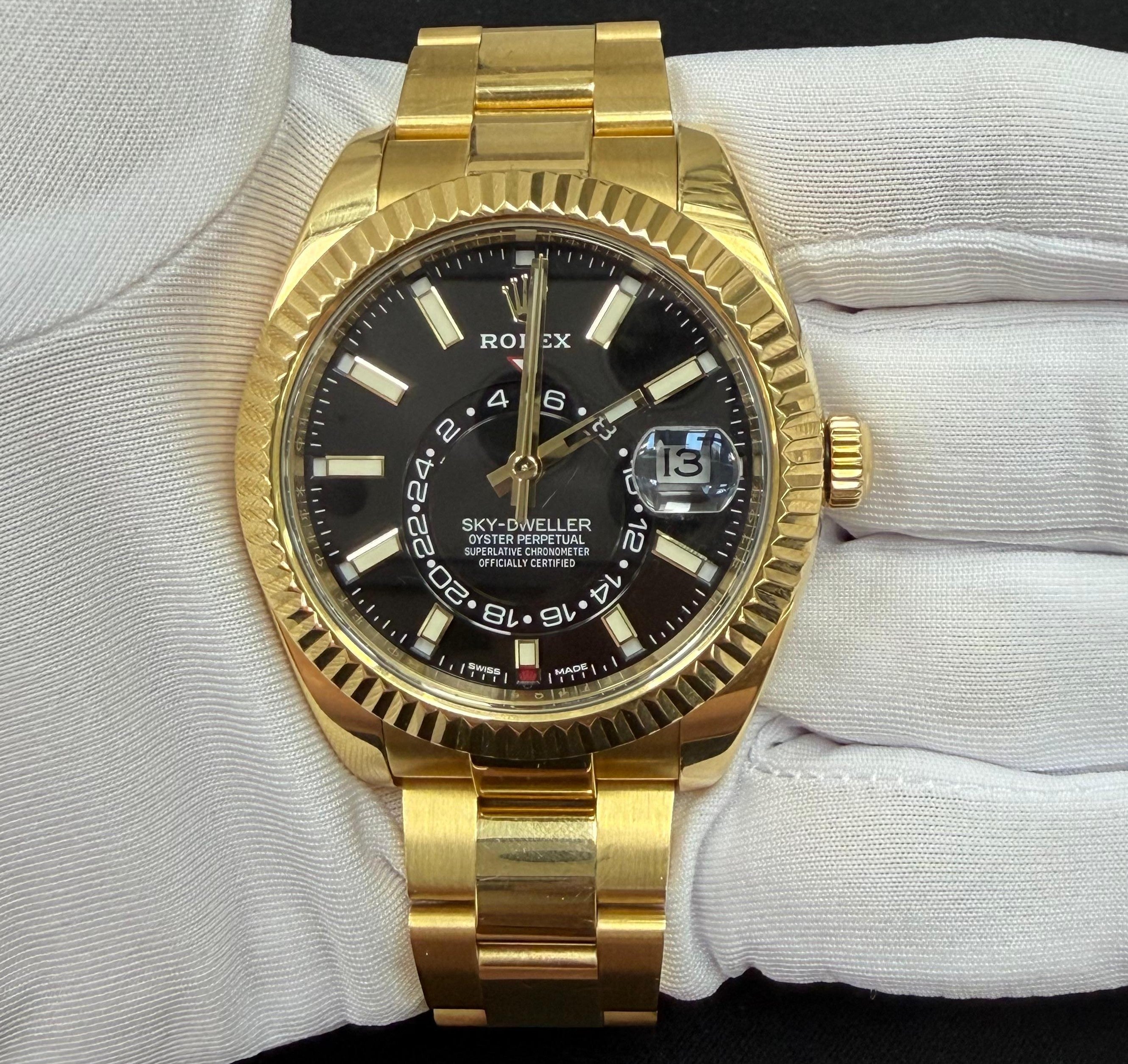 Rolex Sky Dweller 42mm 18K Yellow Gold Black Dial