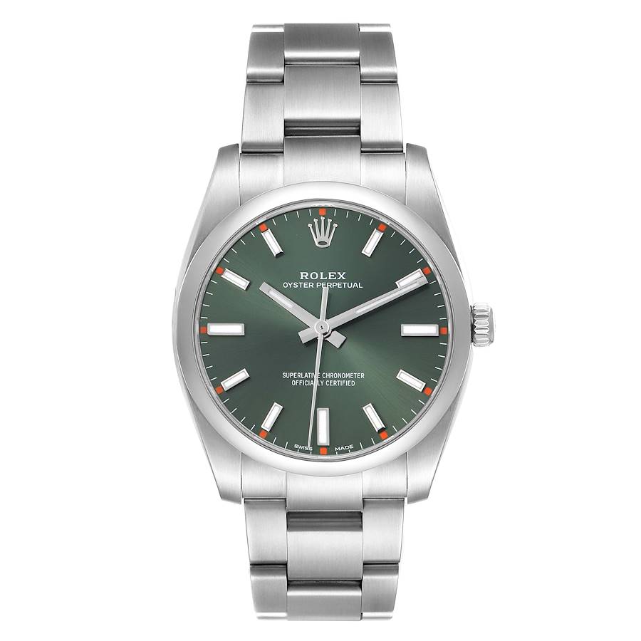 Rolex Oyster Perpetual 34mm Stainless Steel Olive Green Dial