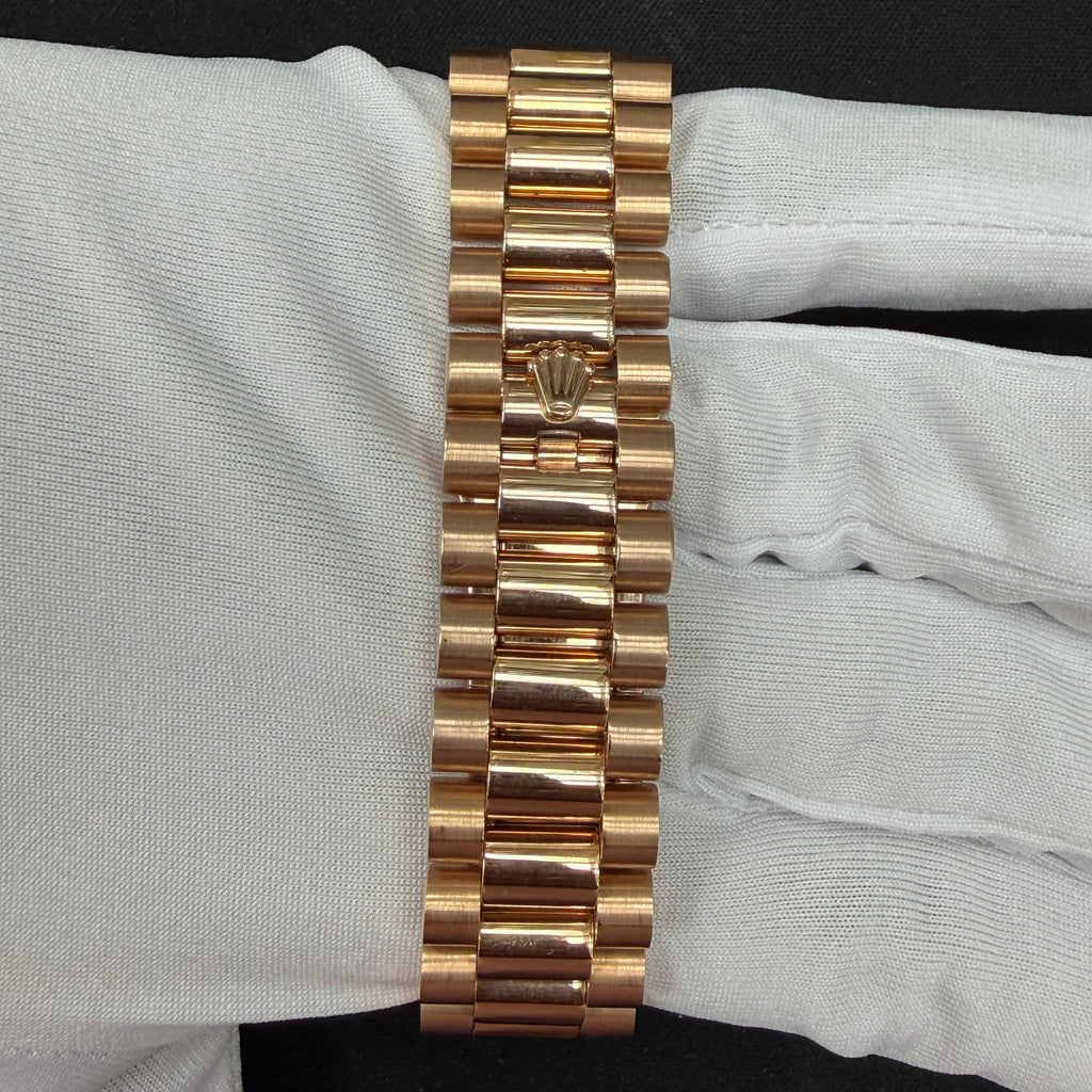 Rolex Day-Date 36mm 18K Rose Gold Chocolate Wave Dial Ref. 118205